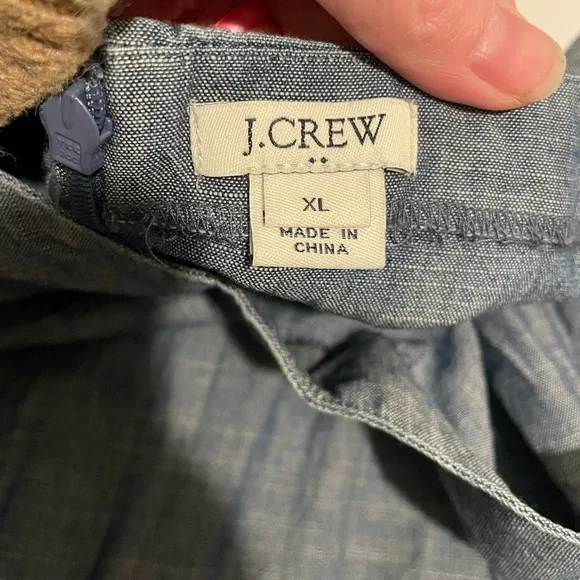 J. Crew Brand Women's XL Chambray Blue Denim Shoulder Tie Romper Style Dress - Picture 2 of 7